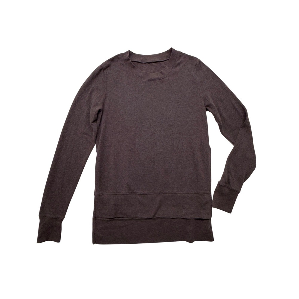Alo Yoga Long Sleeve High Low Tunic Top Dark Plum Brown S - Picture 2 of 7